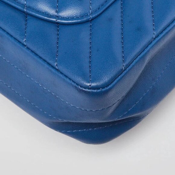 Chanel Blue Chevron Quilted Lambskin Leather Classic Mini Rectangular Bag - Picture 4 of 12